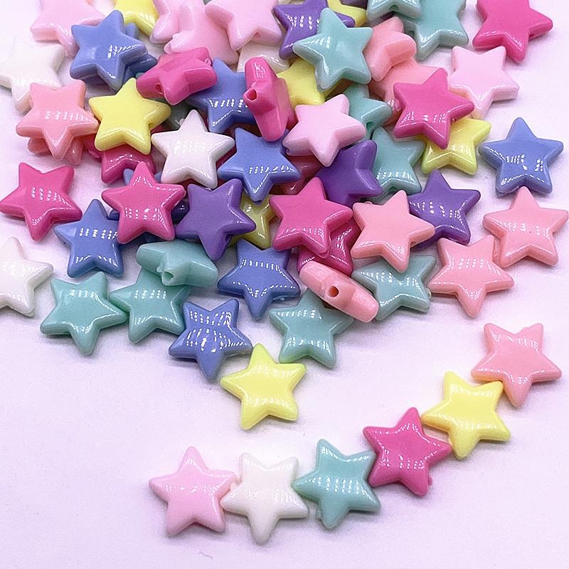 50pcs14mm Colourful Faceted Five-pointed Star Acrylic Loose Spacer Beads for Jewelry Making DIY Accessories