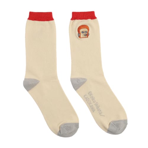 

Overglad Bread Thief Embroidered Socks, Cream, PDD-014