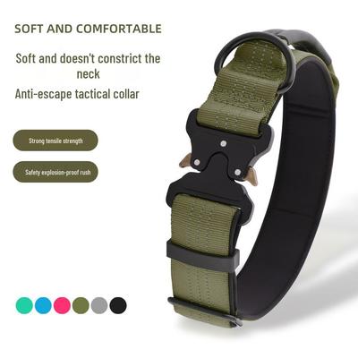 Tactical Reflective Dog Collar with Shock-Absorbing Leash, Pull & Wear-Resistant, for Medium To Large Dogs