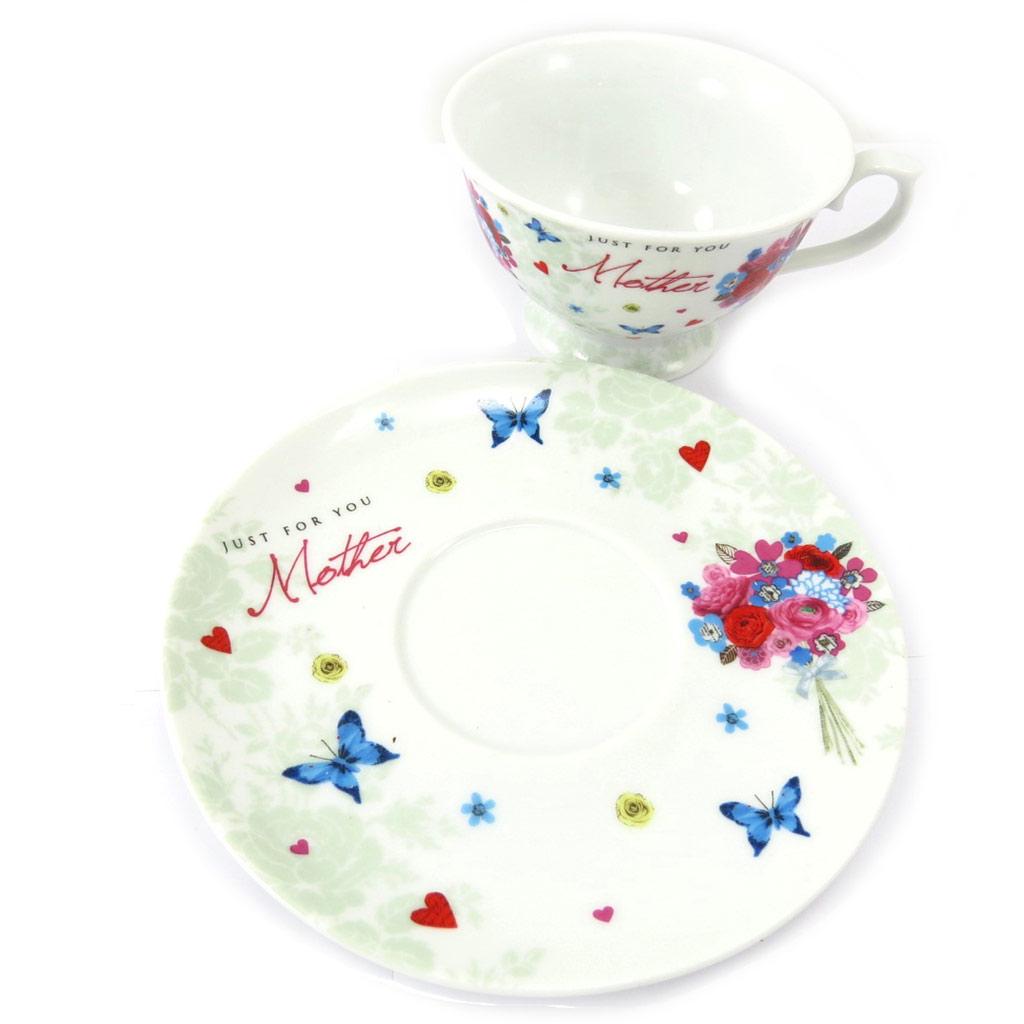 Les Trésors De Lily [K3489] - Porcelain Cup 'Romantic Bouquet' Just For You Mother - 120x65 Mm