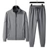 Men's Plus Size Cotton Sportswear Set: Stand Collar Jacket & Crew Neck Sweatshirt, Two or Three Piece Casual Set