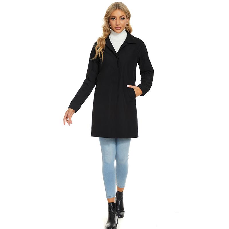 Femei Primăvară Toamnă Lungime mijlocie rever, Trenci simplu la un singur piept