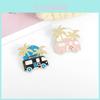 Creative Minimalist Design Mini Rv Shaped Brooch Unique Coconut Tree Pin Accessory