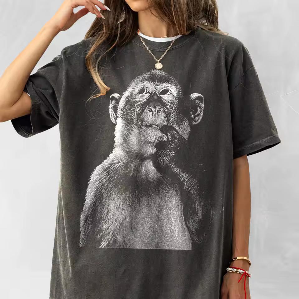 Funny Monkey Shirt Stupid Meme Costume T shirt Dank Memes Tee 90s Vintage Bootleg Thinking Monkey T-Shirt