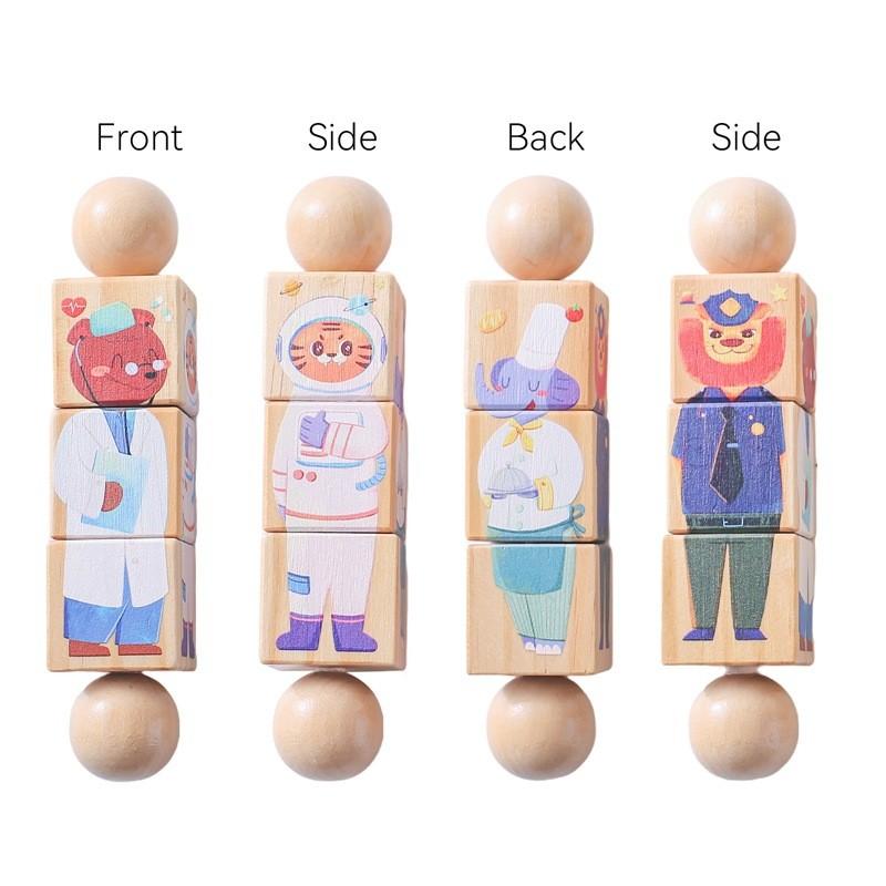 Wooden Rotating Animal Fox Lion Shaped Matching Toy With Grasping And Chewing Features For Early Learning