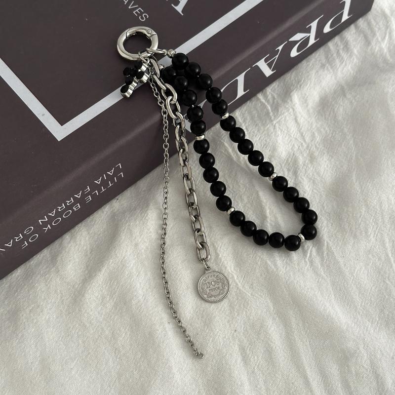 Metalen Parel Kralen Sleutelhanger Perzik Hart Vorm Kwastje Decoratie Kraal Tas Ketting Hanger Sieraden Tas Accessoires