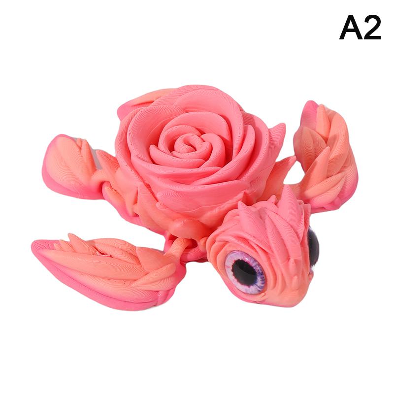 Rose Turtle 3D Printed Articulating Turtle Fidget Toy Joint Movable Model Stress Relief Sea Turtle Figurine Landscape Decoration