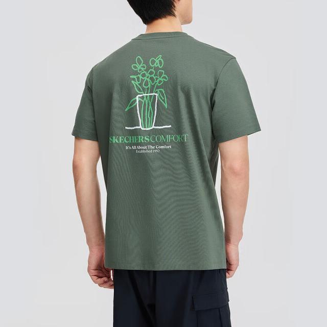 Skechers Sport Lifestyle SS25 Round Neck Slim Fit Versatile Short Sleeve Quick-Dry T-Shirt Unisex Tops Tequila-Green L225U097-035Z