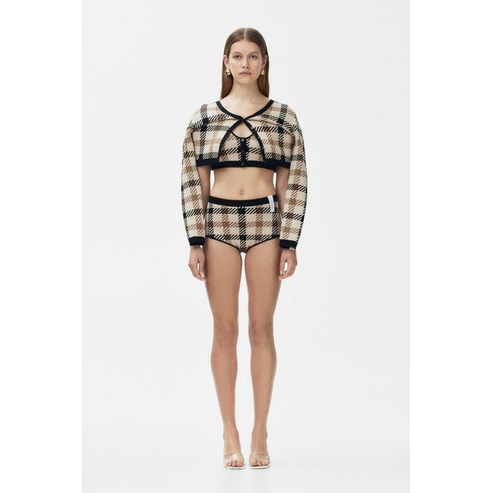 

Верх бюстгальтера жаккардовой вязки HM светло-бежевый в клетку