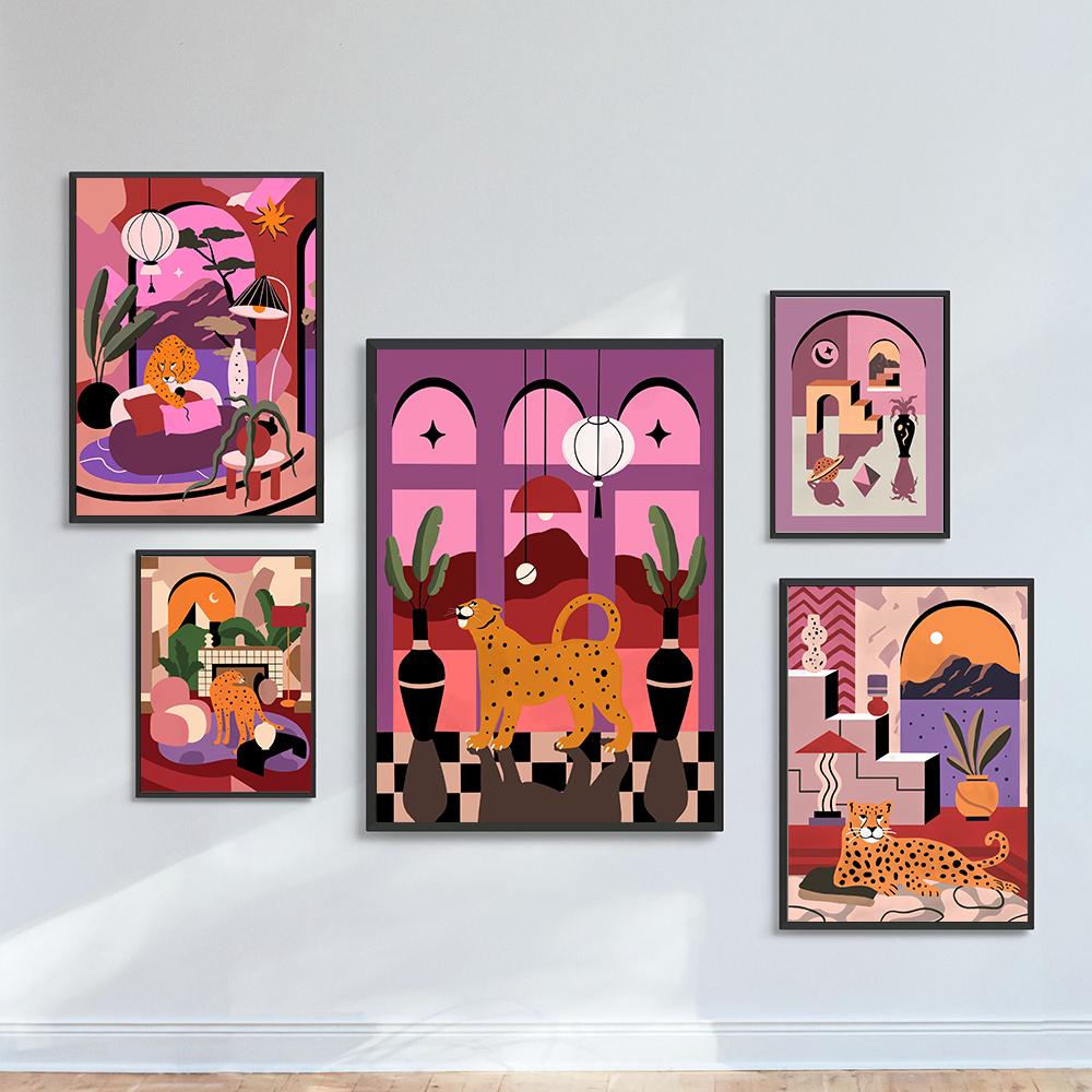 Tiger Paradise Forest Animal Wall Art Canvas Painting Abstract Cheetah Posters and Prints Living Room Pictures Home Decoration