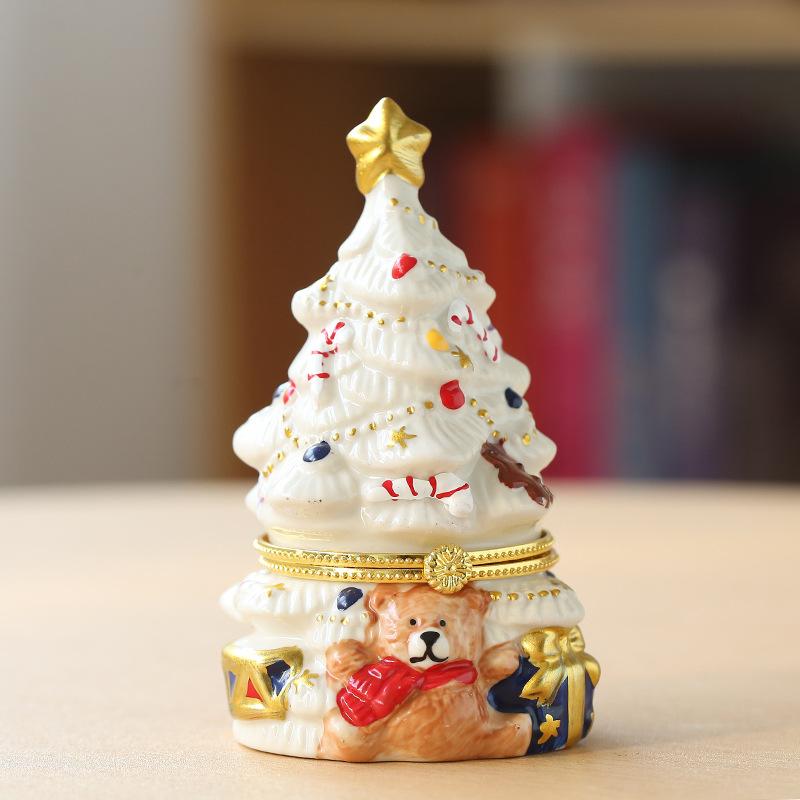 Ceramic Jewelry Box Christmas Tree Bear Scented Candles Home Crafts Ornament