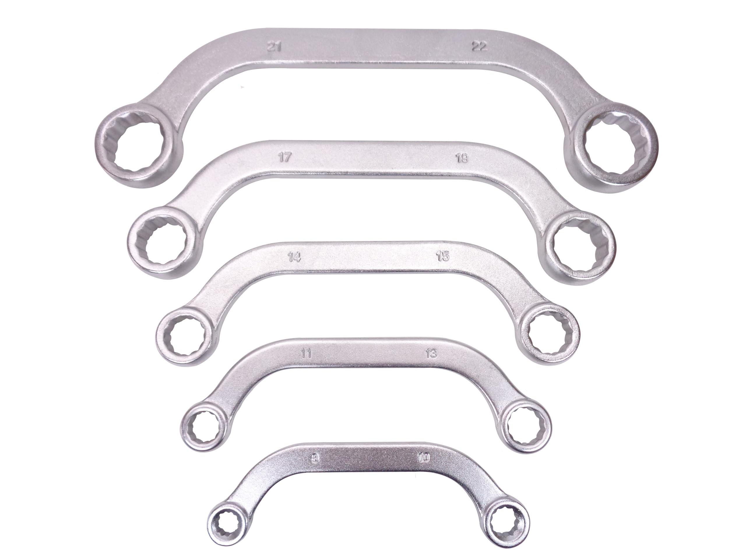 

Half Moon Wrench Half Moon Open End 22mm Set, 5-Piece Set, Wrench, 12-Point, 8mm, 10mm, 11mm, 13mm, 14mm, 15mm, 17mm, 19mm, 21mm,