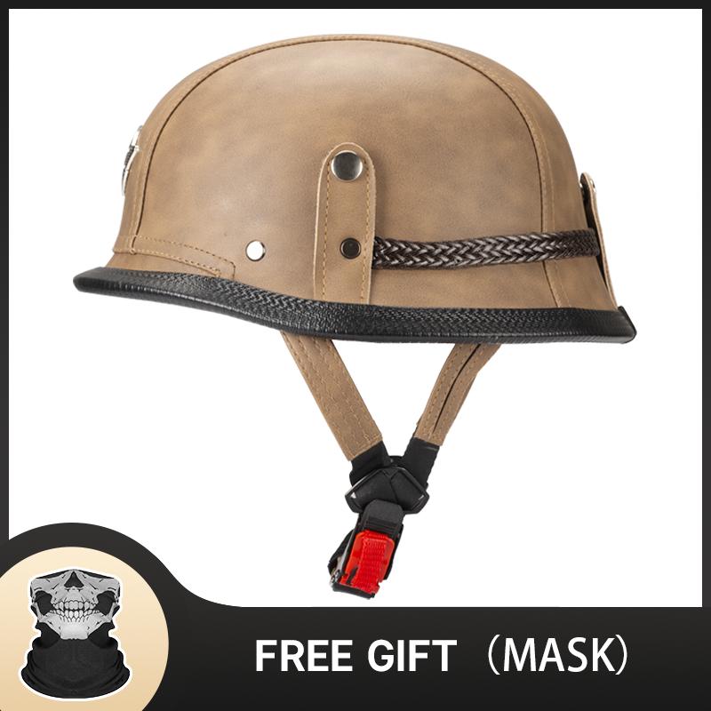 S-4XL German Vintage Motorcycle Cruiser Helmet Half Face Helmet Motorcycle Helmet Bright Black Car-styling DOT ece Approved