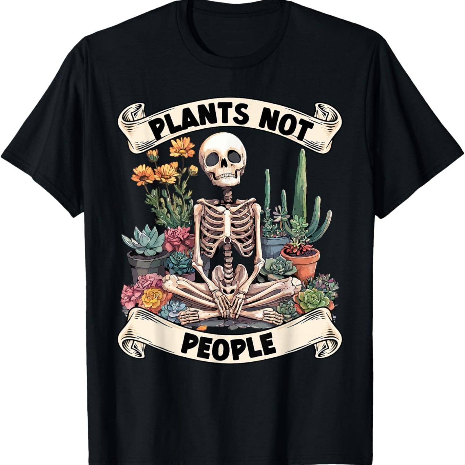 Plant Lover Skeleton Design - Plants Not People T-Shirt(3) S чёрный