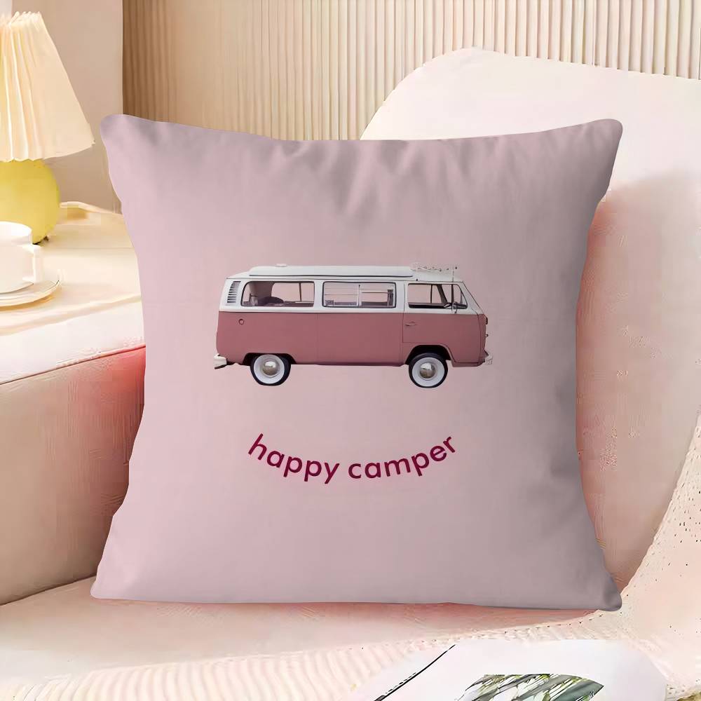 Happy Camper Kissenbezug Cartoon Geschenk Kissenbezug Schlafzimmer Zuhause Sofa Stuhl Sitz Dekor Kissenbezug