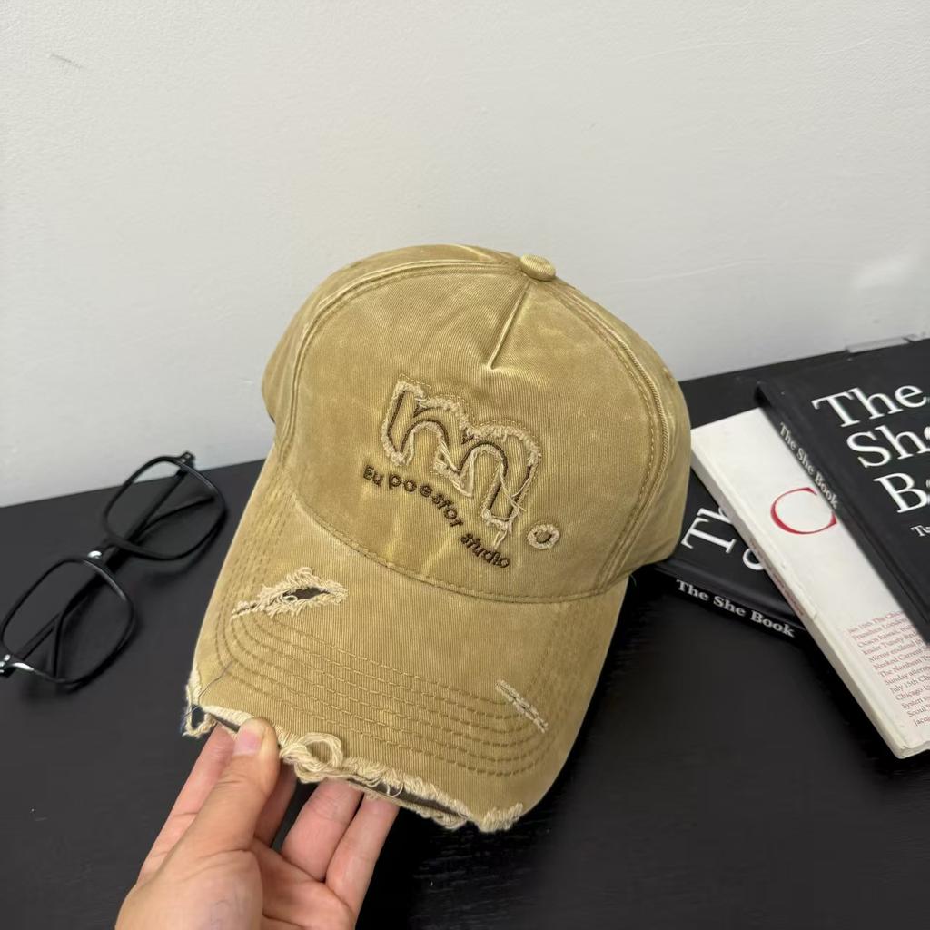 New Retro Style Letter Embroidery Claw Marks Rough Edge Old Ripped Baseball Cap Denim Sunshade Sun Protection Cap