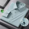 New Men Shirt Bamboo Fiber Long Sleeve Anti-wrinkle Non-ironing Slim Fashion Casual Business Office White Blue Social Shirt 5XL