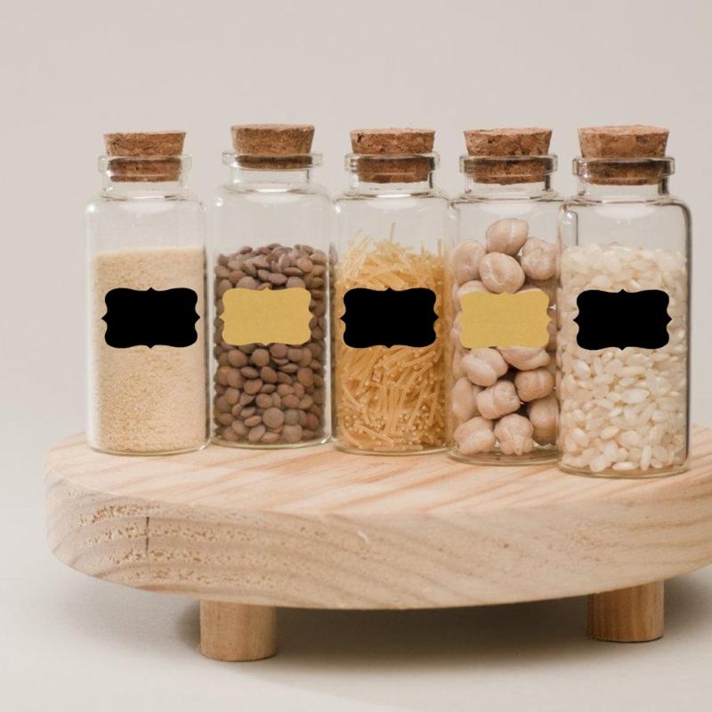 120PCS Kraft Label Sticker with Fancy Shape Storage Box Labels for Homemade Items Essential Oil Bottles and Jars