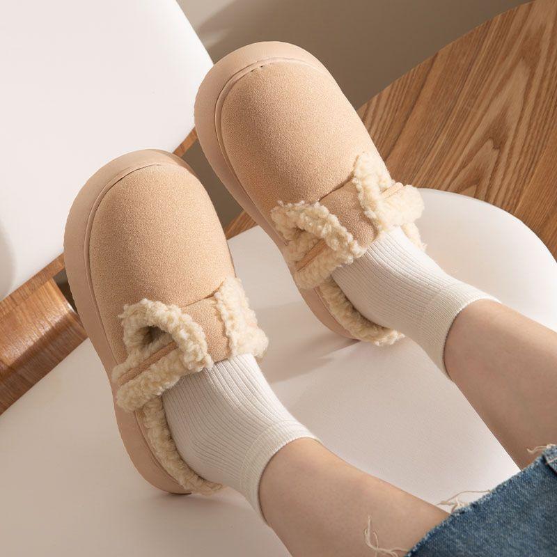 Cotton slippers autumn and winter thick-bottomed couples piled thickened warm and non-slip outer wear home slippers