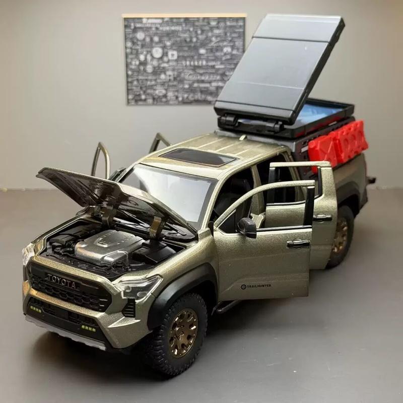 Reiseversion 1/24 TOYOTA Tacoma Legierung Pickup Automodell Diecast Metall Geländefahrzeuge Automodell Ton und Licht Kinderspielzeug Geschenk