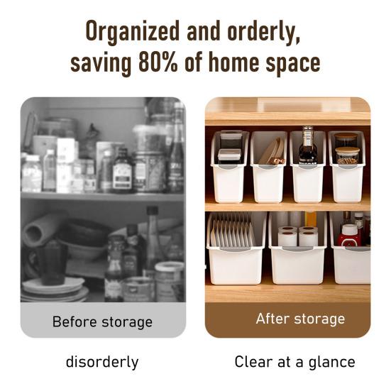 Kitchen Counter Organizer Condiment Bottles Storage Box Spice Jars Holder Storage Bin with Handle for Canned Food Snacks Pantry Cabinet Shelves