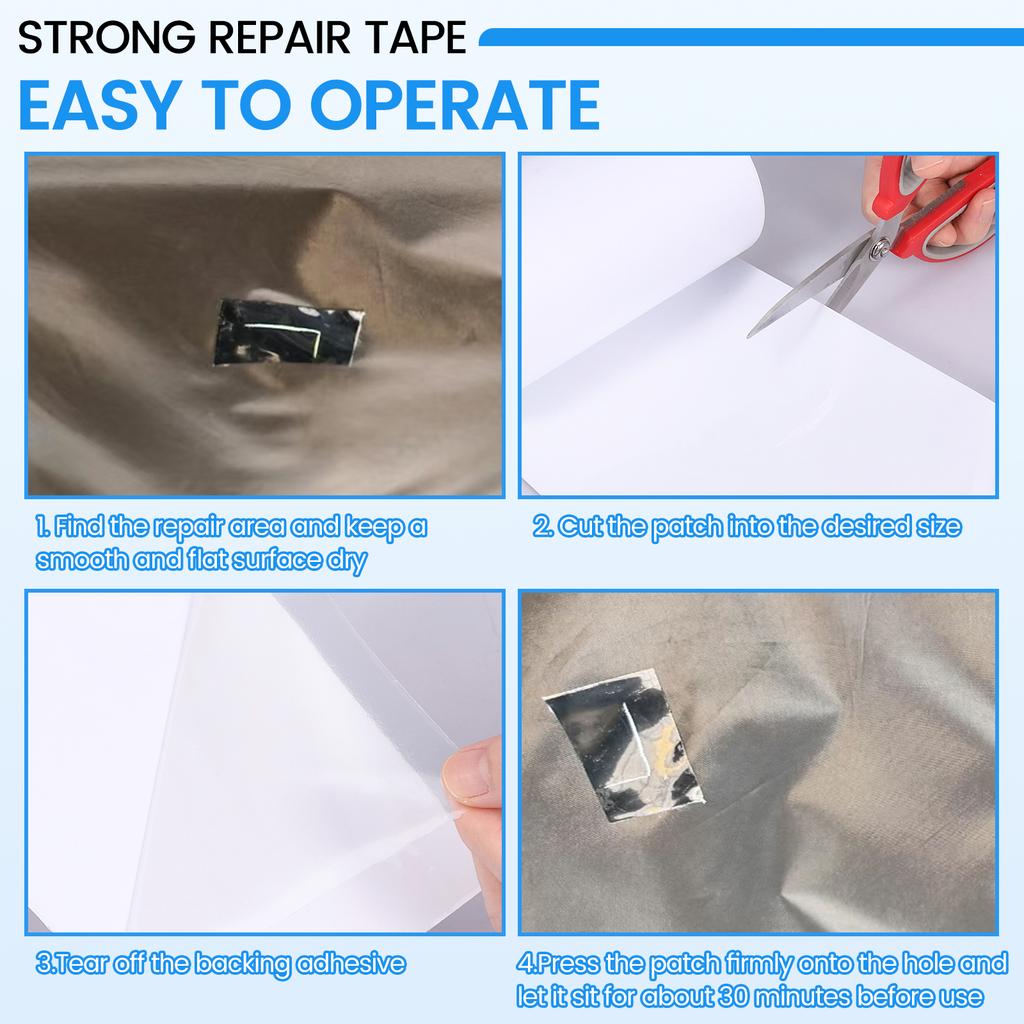 4 Roll TPU RV Awning Repair Tape 15x100CM  Waterproof and Heat Resistant Tent Repair Tape for Outdoor Tarp Canopy and Boat Cover
