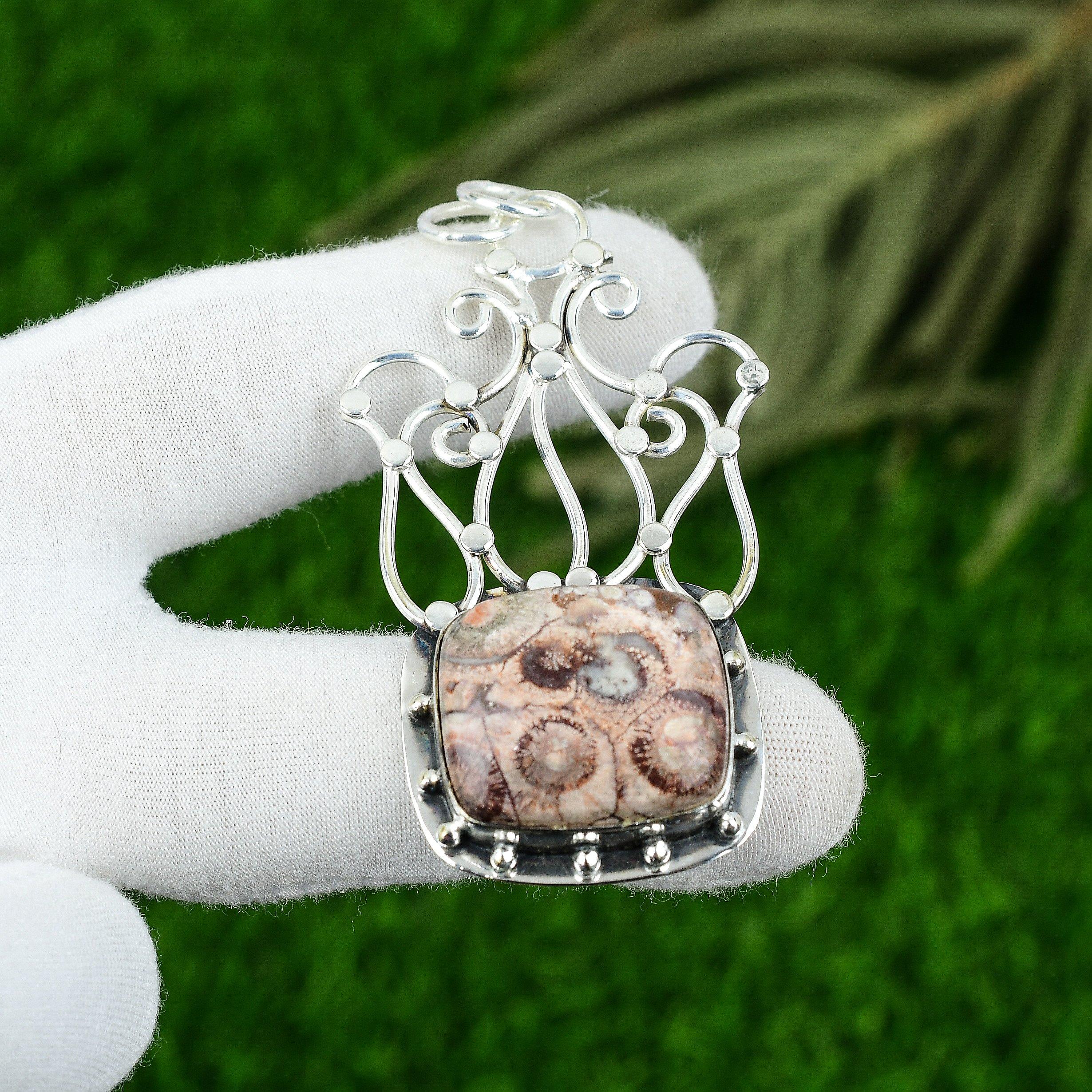 

Radiant Natural Bird Eye Jasper Daughter Bezel Boho Pendant 925 Sterling Silver