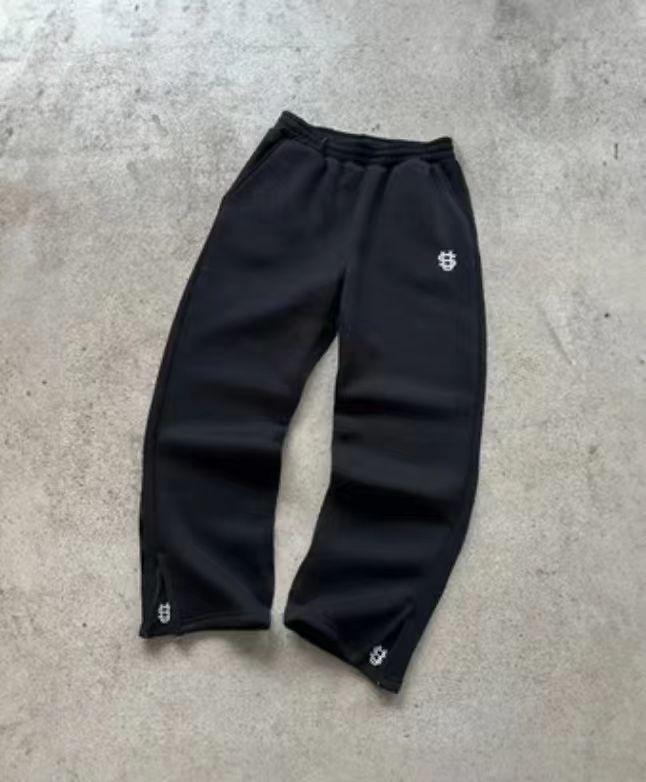 Cross-Border Trendy Unisex Embroidered Zipper Fleece Sweatpants