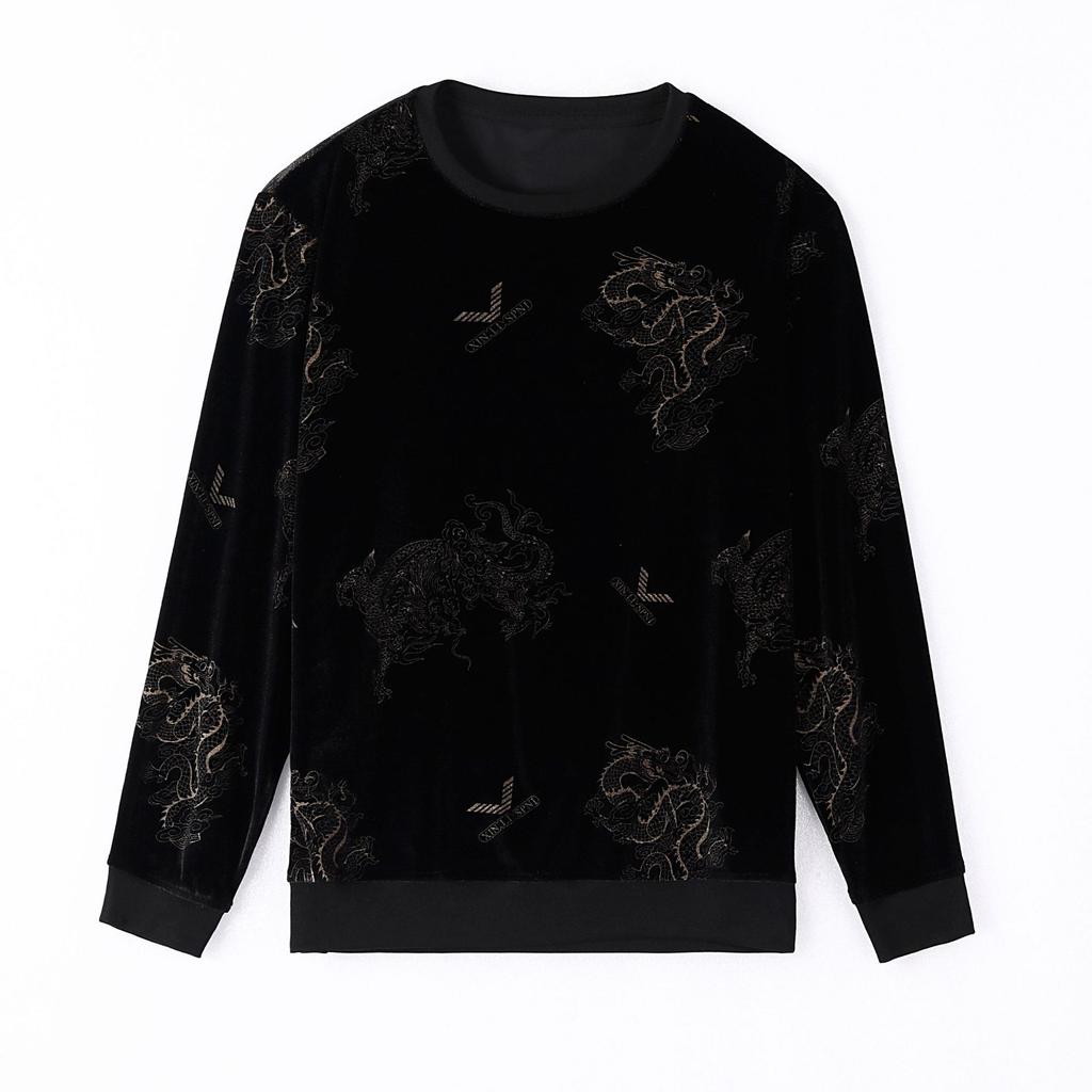 Long Sleeve T-shirt Men's Autumn Crew Neck Middle-Aged Sweater Middle-Aged and Elderly Dad Loose Plus Size Bottoming Shirt