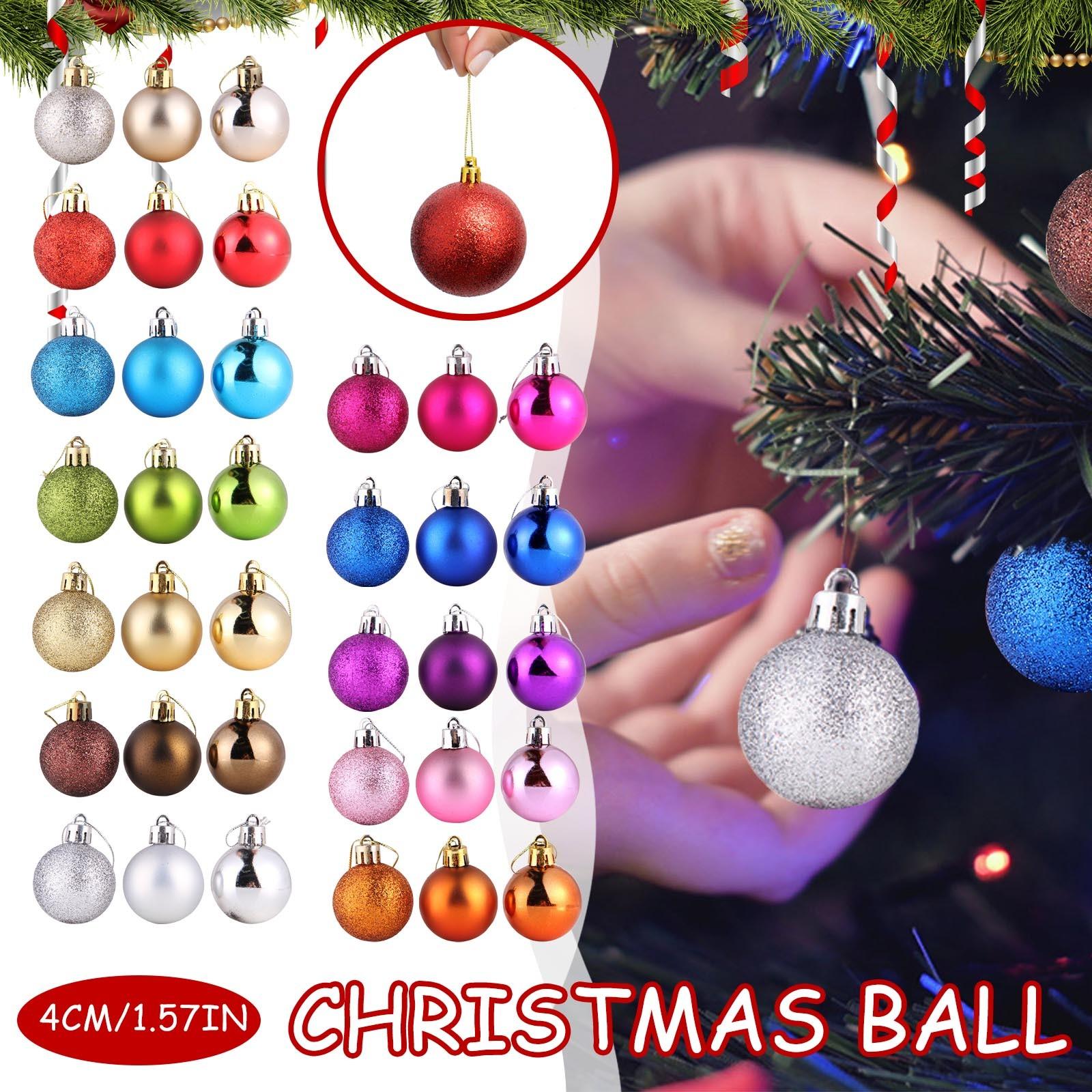 

Рождественское украшение 4 см 24 Рождественский шар Подвесное украшение Яркий шар-бочка Пластиковый шар с гальваническим покрытием