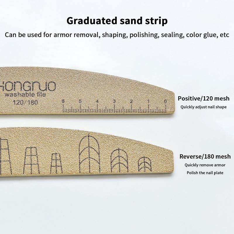 Custom Nail Files With Scale Line 100/180/180 Grit Washable Buffing Stick For Gel Polish & Cat Eye Nails Manicure Pedicure Tools
