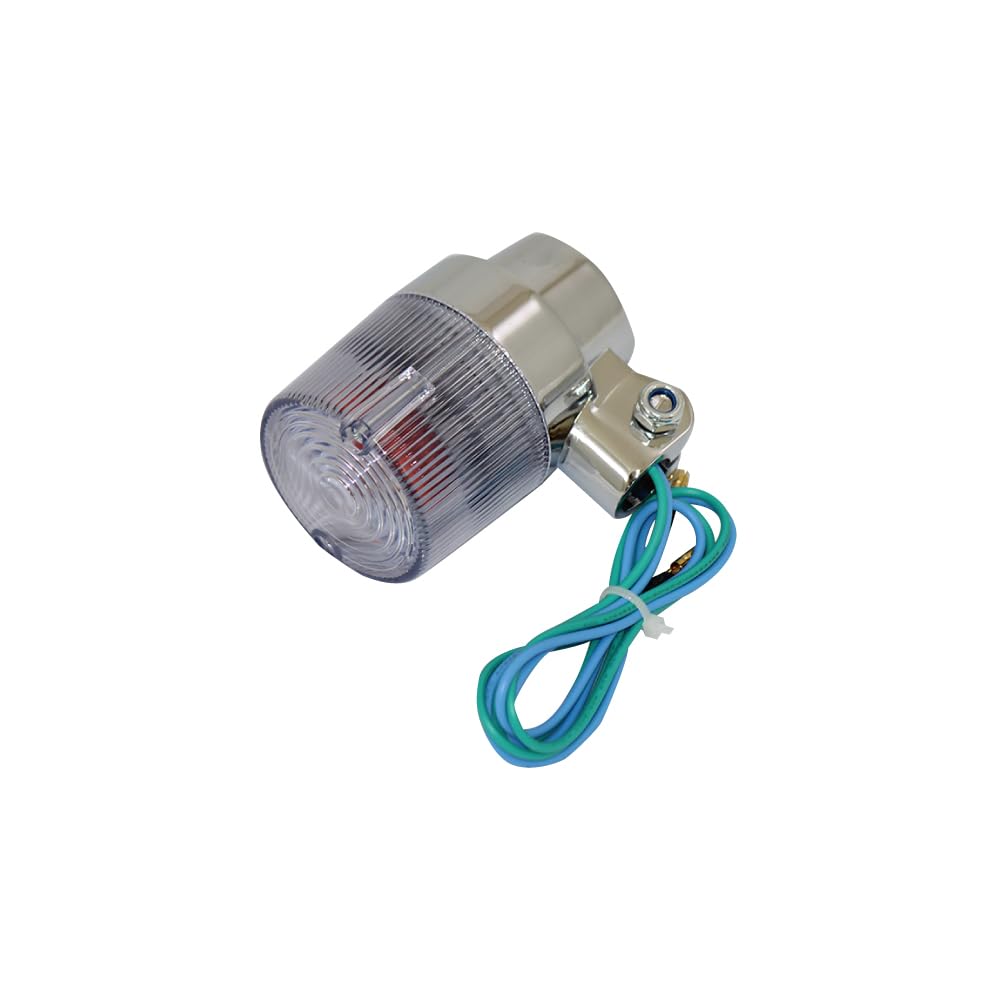 Universal Round European Turn Signal, Clear M10 x 73 mm Aluminum Mounting Stays Included, Set of 2