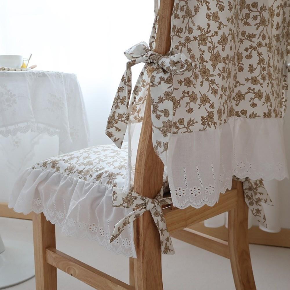 Ruffle Design Dining Chair Backrest Cover Comfortable Embroidered Lace Chair Cover Wedding