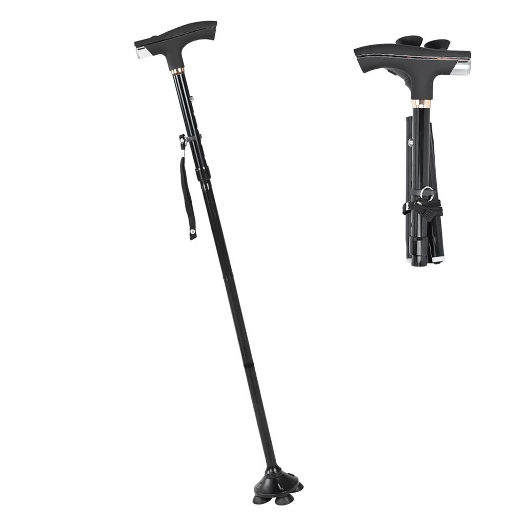 Thicken Aluminum Alloy Outdoor Adjustable Folding Cane Elderly Walking Sticks Gift with Light