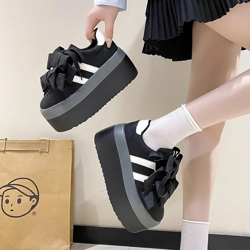 Plattform Rosett Damskor Nya Sneakers Casual Sommarsandaler Mode Snörning Promenad Dam Loafers Zapatillas Mujer