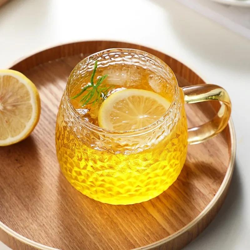 

350ml/400ml Hammer Pattern Coffee Cup Juice Glass Mug Temperature Heat Resistant Hand Handle Tea Cup Household Drinking Cocktail 301-400ml