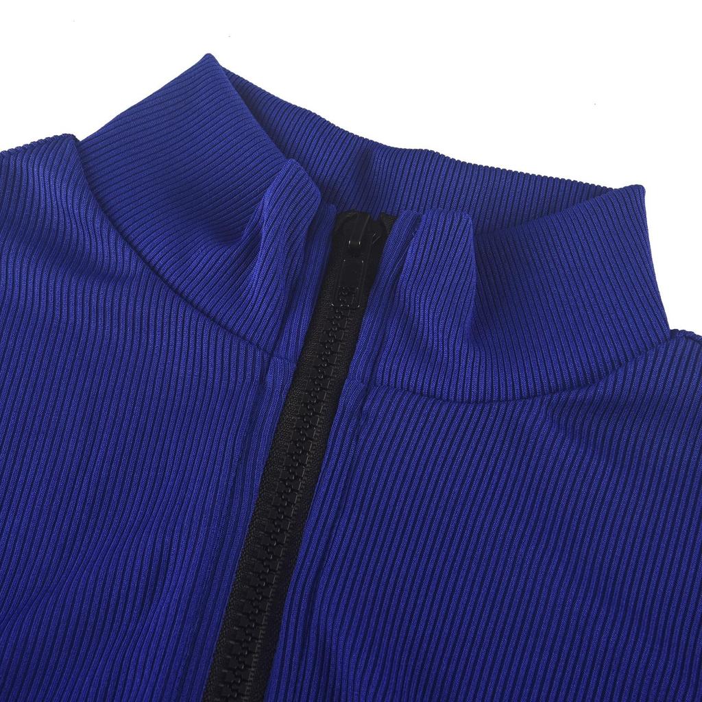2022 Autumn European and American Pit Stripe Zipper Sports Jumpsuit