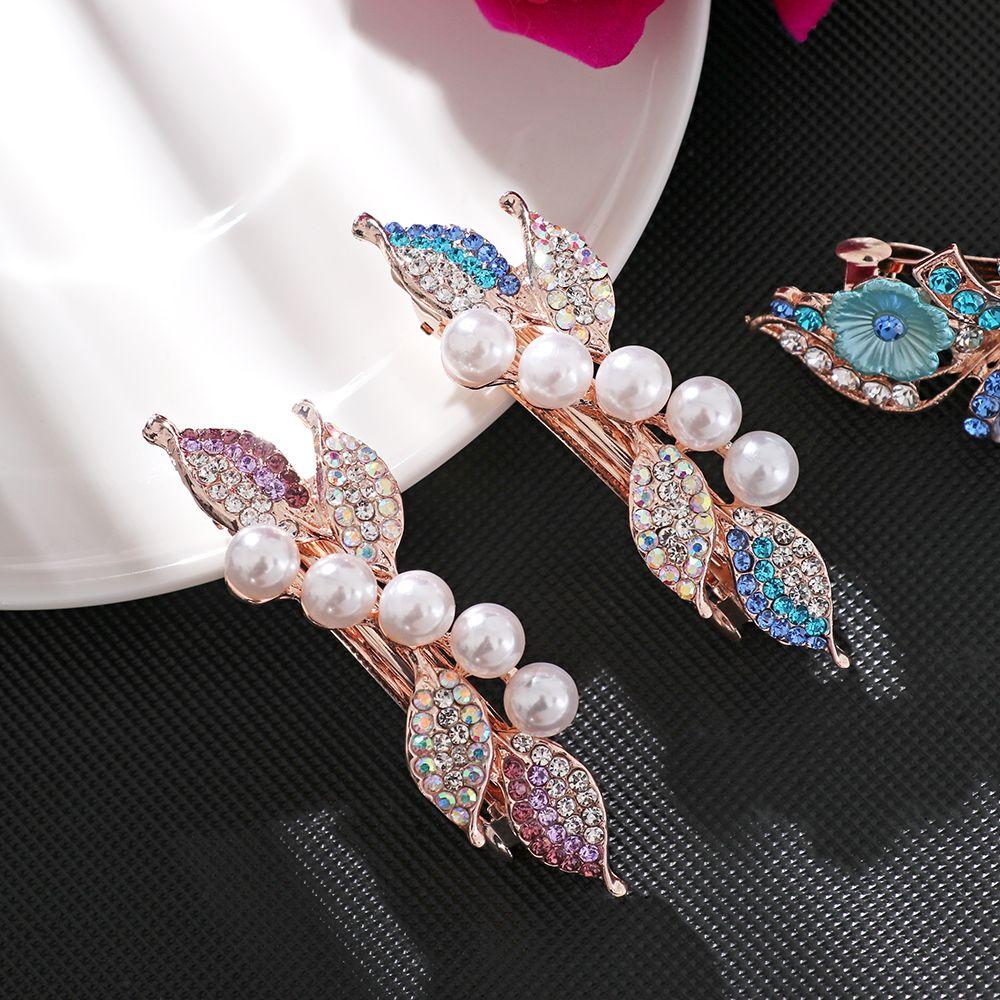 New Jewelry Crystal Tiara Hair Clip  Flower Barrettes  Rhinestone Pearl Headband Cute Hairpin