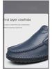 Men's Casual Leather Moccasins: Breathable Cowhide Flats for Middle-Aged and Elderly