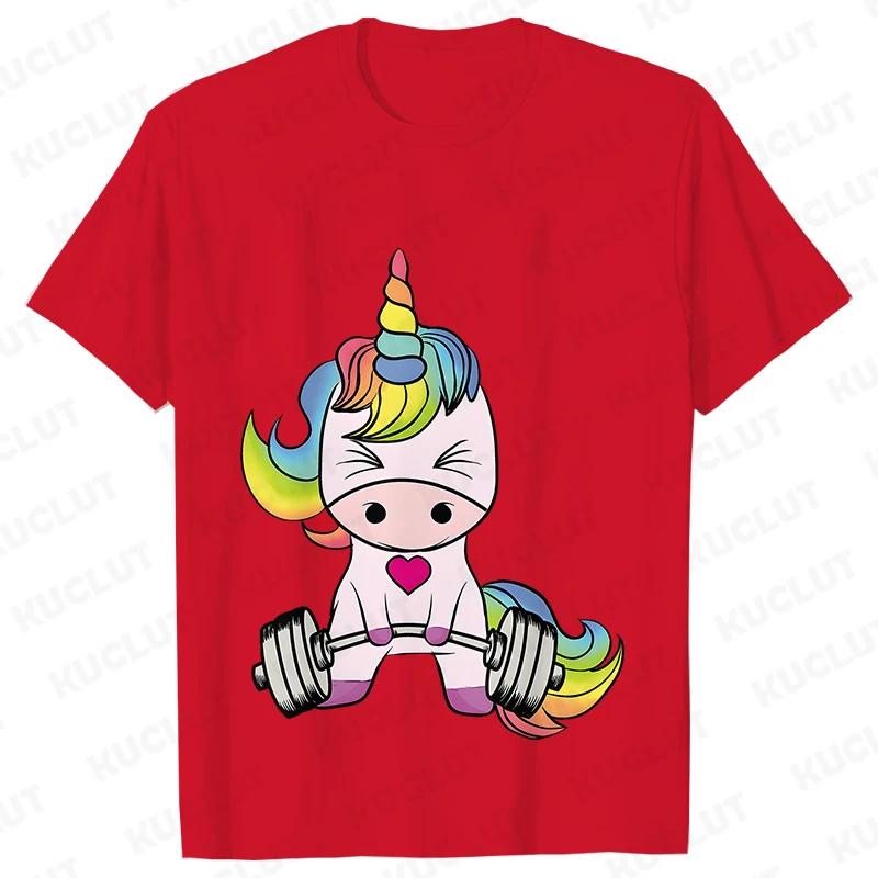 Unicorn Gym Shirts for Women Unicorn Weightlifting T-shirts Trainer Fitness Workout Tshirts Summer Fashion T Shirt for Women