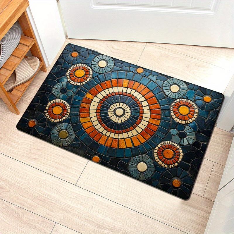 

1pc Vibrant Circular Pattern Flannel Sponge Mat - 0.47inch Thick, Non-Slip, Floor Mat for Kitchen, Living Room, Laundry, Bathroo 40cm x 60cm