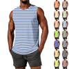 Herre Løstsiddende Åndbar Løb Fitness Hurtigtørrende Stribet Tanktop Ærmeløs Sports T-shirt til Fitness Træning Udendørs Aktiviteter