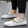 Knotbow Men Casual Shoes Luxury Brand Autumn Mens Loafers Leather Man Moccasins Breathable Slip On Flats Driving Shoes White