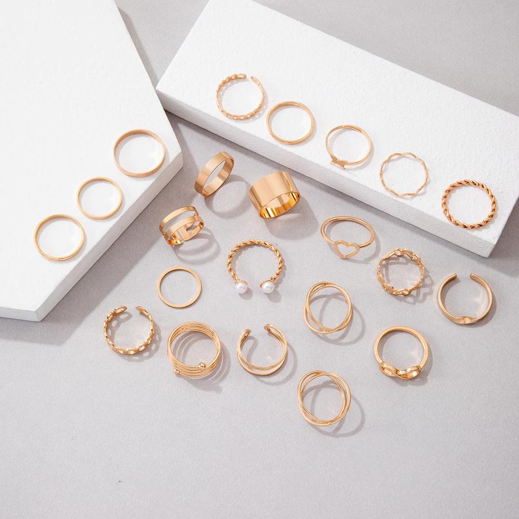 Exquisite Imitation Pearl Ring, Versatile Ring for Girls' Parties, Simple Carving Ring, Adjustable Temperament, Women's Ring Set