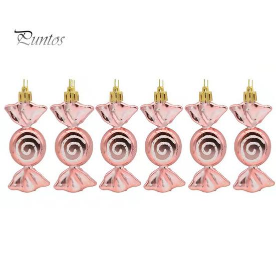 6 stk julegodteri hengende dekorasjoner Nøkkeldesign Lys farge juletregodteripynt