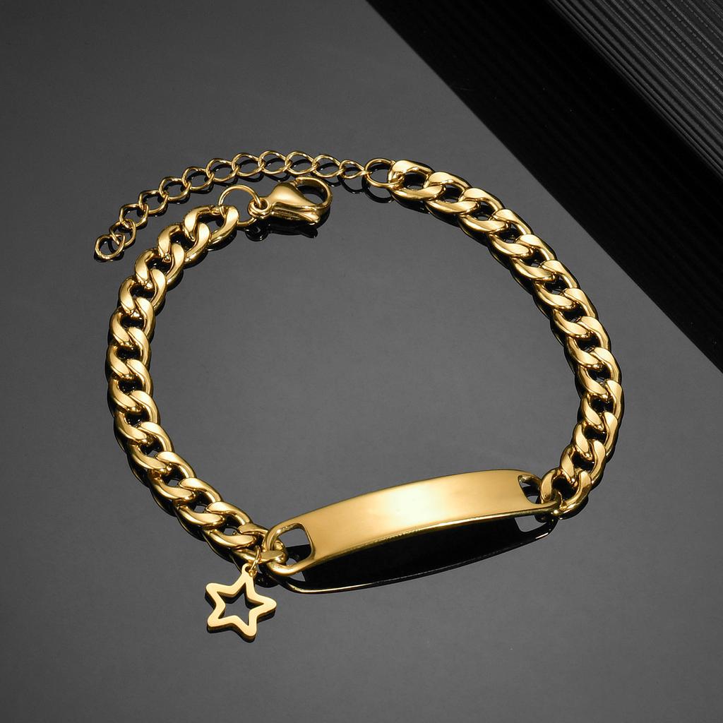 Atoztide Personalized Engrave Name Bracelet For Men Women Kids Stainless Steel Heart Adjustable Figaro Chain Family Jewelry Gift