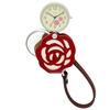 Fieldwork Women's Analog Pocket Watch with Strap and Magnifying Glass, Red with Rose Pattern, LW062-2