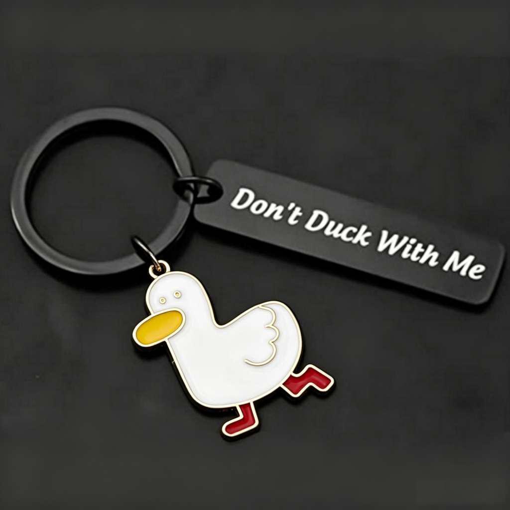 Duck Keychain Stainless Steel | Engraved Duck Accessories for Car Keys