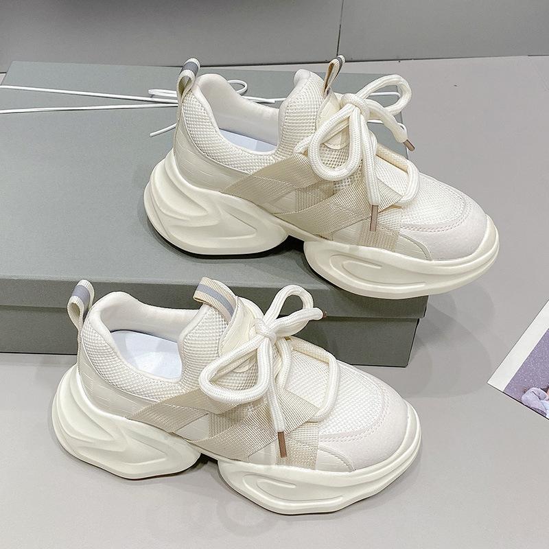 7Cm height increase dad shoes women 2025 new thick-soled little white shoes mesh breathable casual small sports shoes