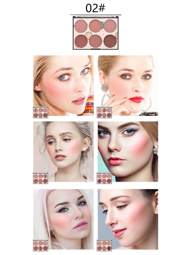 MISS ROSE Sechsfarbige Langanhaltende Rouge-Palette - Matt & Schimmernde Finishes, Sonnengeküsste Natürliche Töne, Hautfreundlich.